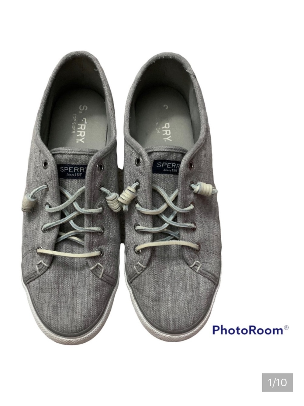 Sperry Top Sider Seacoast Linen Slip On Sneakers Heather Gray - Size 11